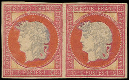 (*) ESSAIS -  1876 : Projet Gaiffe, 1c. Rose, Gris, Rouge Et Jaune, PAIRE, TB - Autres & Non Classés