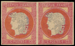 (*) ESSAIS -  1876 : Projet Gaiffe, 1c. Rose, Gris, Rouge Et Jaune, PAIRE, TB - Altri & Non Classificati