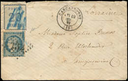 Let ALSACE-LORRAINE - Affranchissements Mixtes Avec France N°6 20c. Bleu Obl. Plume, MIXTE Avec N°60 Obl. GC 732 S. Env. - Covers & Documents