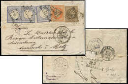 Let ALSACE-LORRAINE - Affranchissements Mixtes Allemagne France N°30 Et 31 Obl. GC 2659 S. LAC, MIXTES Avec 2g. Outremer - Lettres & Documents