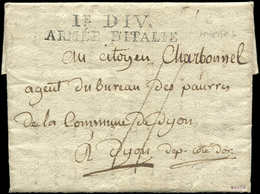 Let LETTRES SANS TIMBRE ET DOCUMENTS DIVERS - MP 1e DIV./ARMEE D'ITALIE Sur LAC D'Hyères De L'An II, TB - Sonstige & Ohne Zuordnung