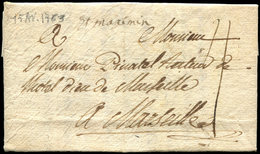 Let OBLITERATIONS PAR DEPARTEMENTS - 78/VAR MP Manuscrite ST MAXIMIN Sur LAC De 1763, TB - 1849-1876: Période Classique