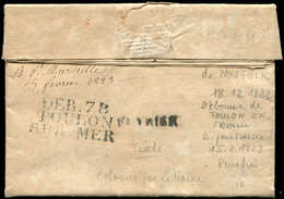 Let OBLITERATIONS PAR DEPARTEMENTS - 78/VAR MP DEB.78/TOULON/SUR MER S. LAC De Norfolk Du 18/12/1822, MP Rouge COLONIES  - 1849-1876: Période Classique