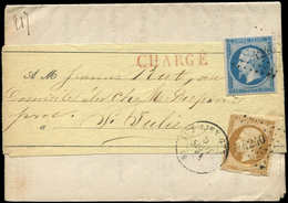 Let OBLITERATIONS PAR DEPARTEMENTS - 89/HAUTE SAVOIE N°13B Défx Et N°14B Obl. PC 4240 S. Bande Avec Imprimé CHARGE, Càd  - 1849-1876: Période Classique