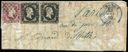 Let DUCHE DE SAVOIE - Oblitérations Sur Timbres Sardes N°1 PAIRE (un Ex. Au Filet) Et N°3 Touché, Obl. GRILLE Sarde S. L - 1849-1876: Periodo Classico