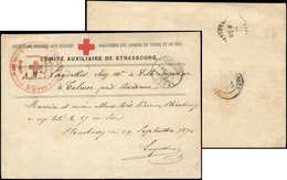 Let Guerre De 1870 -  Càd BASEL 7/10/70 S. CP De Strasbourg 29/9 Avec Grand Cachet Croix Rouge Société De Secours Aux Bl - Guerra Del 1870