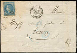 Let Guerre De 1870 -  N°29B Obl. GC 3093 S. LSC, Càd T16 RECEY-S-OURCE 21/1/71, Taxe All. 20 Au Crayon Bleu Pour AUXERRE - Krieg 1870