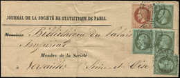 Let AFFRANCHISSEMENTS ET COMBINAISONS - N°19 (4) Et 26A Obl. Càd Pl. De La Bourse 4/67 S. Bande D'Imprimé, R Afft à 6c., - 1849-1876: Période Classique