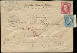 Let AFFRANCHISSEMENTS ET COMBINAISONS - N°32 Et 45C Bdf Obl. GC 3010 S. Env., Càd T16 POUZAUGES 24/1/71, TB - 1849-1876: Classic Period