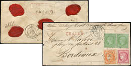 Let AFFRANCHISSEMENTS ET COMBINAISONS - N°35 PAIRE, 48 Et 49 Obl. PC Du GC 2226 S. Env. CHARGE, Càd T17 MARMANDE 5/2/72, - 1849-1876: Periodo Classico