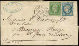 Let AFFRANCHISSEMENTS DE SEPTEMBRE 1871 - N°20 Et 37 Obl. Etoile 1 Sur LAC, Càd PL. De La BOURSE 1/9/(71), TB - 1849-1876: Période Classique