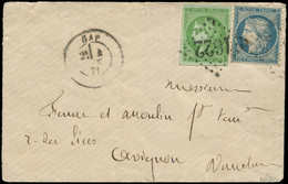 Let AFFRANCHISSEMENTS DE SEPTEMBRE 1871 - N°37 Et 42B Obl. GC 1622 S. Env., Càd T17 GAP 4/9/71, TB. J - 1849-1876: Periodo Classico