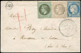 Let AFFRANCHISSEMENTS DE SEPTEMBRE 1871 - N°25, 27 Et 37 (défx) Obl. GC 1181 S. Env., Càd T24 COURGIVAUX 8/9/71, Cachet  - 1849-1876: Klassik