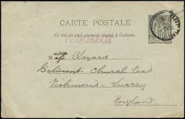 Let POSTE MARITIME - CP Entier 10c. Noir Obl. Càd LONDON 3/4/95, Griffe Rouge PAQUEBOT, TB - Maritime Post