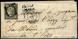 Let LETTRES ET OBLITERATIONS D'ALGERIE - N°3 Obl. GRILLE S. LAC, Càd DOUERA 6/8/49 Et Cursive COLEAH/ALGERIE, Arr. THIZY - 1849-1876: Période Classique