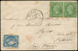 Let LETTRES ET OBLITERATIONS D'ALGERIE - N°20 PAIRE Et N°45A Obl. GC 5043 S. Env., Càd MEDEAH Pour Dijon, TB - 1849-1876: Klassik