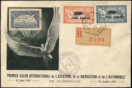 Let POSTE AERIENNE - 1/2 2f. Et 5f. Obl. Octog. 25/6/27 S. Env. Illustrée De L'Expo Avec Vignette, TB - 1927-1959 Mint/hinged