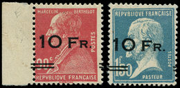 * POSTE AERIENNE - 3 Et 4, 10Fr S. 90c. Berthelot, 10Fr. S. 1f50 Pasteur, "ILE De FRANCE", Frais Et TB, Certif. Calves - 1927-1959 Ungebraucht