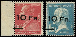 * POSTE AERIENNE - 3 Et 4, 10Fr S. 90c. Berthelot, 10Fr. S. 1f50 Pasteur, "ILE De FRANCE", Frais Et TB, Certif. Calves - 1927-1959 Mint/hinged