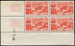 ** POSTE AERIENNE - 27  Marseille, 500f. Rouge, BLOC De 4 CD 7/7/49, TB - 1927-1959 Ungebraucht