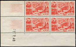 ** POSTE AERIENNE - 27  Marseille, 500f. Rouge, BLOC De 4 CD 7/7/49, TB - 1927-1959 Mint/hinged