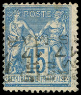 (*) PREOBLITERES - 5   Sage, 15c. Bleu, Surch. Horizontale Renversée, Inf. Froiss. Sinon TB. S - 1893-1947