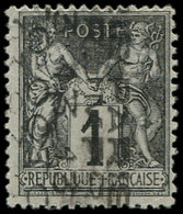 (*) PREOBLITERES - 11  Sage,  1c. Noir Sur Azuré, Surch. Verticale 13 OCT, Inf. Pelurage Sinon TB. C - 1893-1947