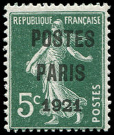 ** PREOBLITERES - 26   5c. Vert, POSTES PARIS 1921, TB. C - 1893-1947