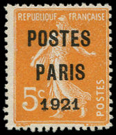 (*) PREOBLITERES - 27   5c. Orange, POSTES PARIS 1921, TB - 1893-1947