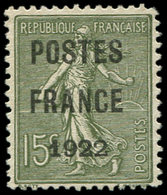 (*) PREOBLITERES - 37  15c. Olive, POSTES FRANCE 1922, TB. Br - 1893-1947