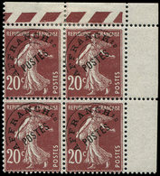 ** PREOBLITERES - 54  Semeuse Camée, 20c. Brun-lilas, BLOC De 4 Cdf, 2 Ex. *, TB - 1893-1947