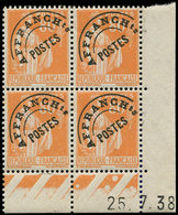 ** PREOBLITERES - 75  Paix, 80c. Orange, BLOC De 4 CD 25/7/38, TB - 1893-1947