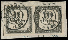 TAXE - 1   10c. Noir Litho, PAIRE Obl. T15 LANGRES 2/59 S. Fragt, TB - 1859-1959 Gebraucht