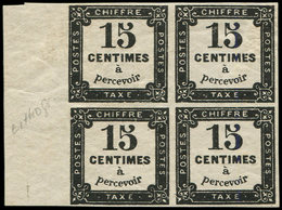 ** TAXE - 4   15c. Noir Litho, BLOC De 4 Bdf, TTB - 1859-1959 Usati