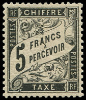 * TAXE - 24   5f. Noir, Très Bien Centré, Quasiment **, TB, Certif. Calves - 1859-1959 Oblitérés