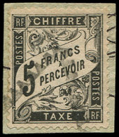 TAXE - 24   5f. Noir, Oblitéré Sur Fragment, TB. C - 1859-1959 Gebraucht