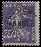 * COURS D'INSTRUCTION - Préo 62-CI 1 Semeuse Camée, 35c. Violet, Surchargé ANNULE, TB - Lehrkurse