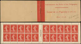 CARNETS (N°Cérès Jusqu'en1964) - 3    Semeuse Chiffres Maigres, 10c. Rouge, N°135B, T III, Couv. Postale, Adh. Et Qqs Ro - Other & Unclassified
