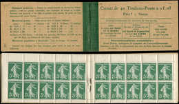 CARNETS (N°Cérès Jusqu'en1964) - 12   Semeuse Camée,  5c. Vert, N°137A, T II, Taxes Révisées Le 12/8/19, Piquage Décalé, - Other & Unclassified