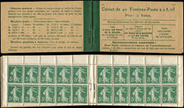 CARNETS (N°Cérès Jusqu'en1964) - 12   Semeuse Camée,  5c. Vert, N°137A, T II, Taxes Révisées Le 12/8/19, Un Ex. Grain Da - Other & Unclassified