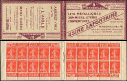 CARNETS (N°Cérès Jusqu'en1964) - 62   Semeuse Camée, 40c. Vermillon, N°194A, T I, S. 109, USINE LAFONTAINE, Adh. Sur Un - Altri & Non Classificati