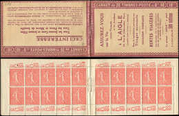 CARNETS (N°Cérès Jusqu'en1964) - 74   Semeuse Lignée, 50c. Rouge, N°199A, T I, S. 144-A, Couv. L'AIGLE, Haut De Feuille, - Autres & Non Classés