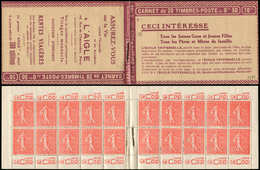 CARNETS (N°Cérès Jusqu'en1964) - 74   Semeuse Lignée, 50c. Rouge, N°199A, T I, S. 144-E, Couv. L'AIGLE, Haut De Feuille, - Altri & Non Classificati