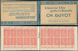 CARNETS (N°Cérès Jusqu'en1964) - 74   Semeuse Lignée, 50c. Rouge, N°199A, T I, S. 145, Couv. GUYOT, Superbe - Sonstige & Ohne Zuordnung