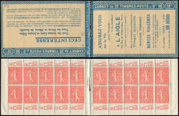 CARNETS (N°Cérès Jusqu'en1964) - 74   Semeuse Lignée, 50c. Rouge, N°199A, T I, S. 145-O, Couv. L'AIGLE, Superbe - Autres & Non Classés