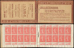 CARNETS (N°Cérès Jusqu'en1964) - 74   Semeuse Lignée, 50c. Rouge, N°199A, T I, S. 148, Couv. L'AIGLE, Bas De Feuille (Y7 - Altri & Non Classificati