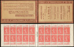 CARNETS (N°Cérès Jusqu'en1964) - 74   Semeuse Lignée, 50c. Rouge, N°199A, T I, S. 148, Couv. L'AIGLE, Superbe - Sonstige & Ohne Zuordnung