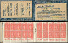 CARNETS (N°Cérès Jusqu'en1964) - 74   Semeuse Lignée, 50c. Rouge, N°199A, T I, S. 149 SA, Couv. L'AIGLE, Haut De Feuille - Altri & Non Classificati