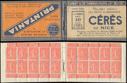 CARNETS (N°Cérès Jusqu'en1964) - 75   Semeuse Lignée, 50c. Rouge, N°199A, T I, S. 135-N, Couv. CERES/PRINTANIA, Froissur - Other & Unclassified