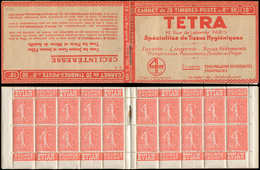 CARNETS (N°Cérès Jusqu'en1964) - 75   Semeuse Lignée, 50c. Rouge, N°199A, T I, S. 133-SA, Couv. TETRA, TTB - Other & Unclassified